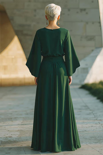 Dark Green Round Neck A Line Mother of Bride Dress